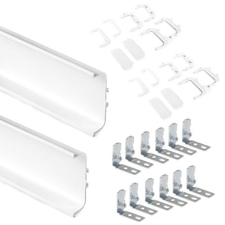  KIT DE 2 PERFILES CENTRALES GOLA PARA MUEBLES DE COCINA, LONGITUD 2,35M, CON ACCESORIOS, ALUMINIO, PINTADO BLANCO