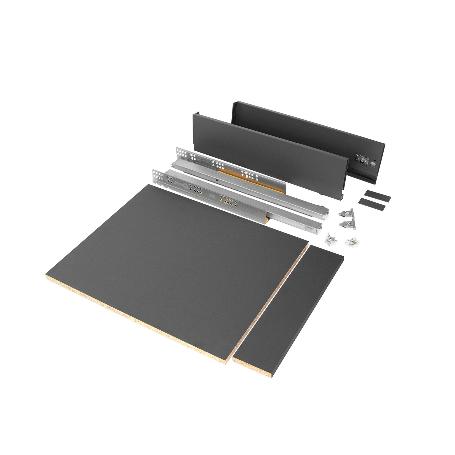  KIT DE CAJÓN PARA COCINA O BAÑO VERTEX DE ALTURA 93MM CON TABLEROS INCLUIDOS, MÓDULO 450MM, GRIS ANTRACITA