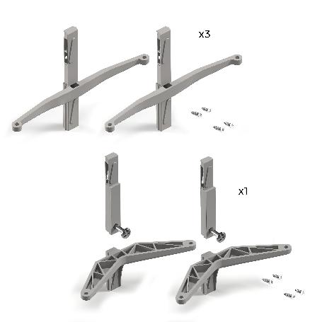  KIT DE SOPORTES PARA 3 ESTANTES DE MADERA Y 1 MÓDULO PARA LA ESTRUCTURA ZERO, ZAMAK, PINTADO COLOR GRIS PIEDRA