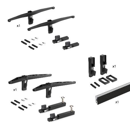  KIT DE SOPORTES PARA 1 ESTANTE DE MADERA, 1 MÓDULO Y 1 BARRA DE COLGAR DE LONGITUD 1M ZERO, ZAMAK, PINTADO COLOR N