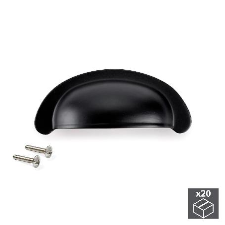 EMUCA LOTE DE 20 TIRADORES PARA MUEBLE MARRAKECH, L77MM, INTEREJE 64MM, ZAMAK, NEGRO