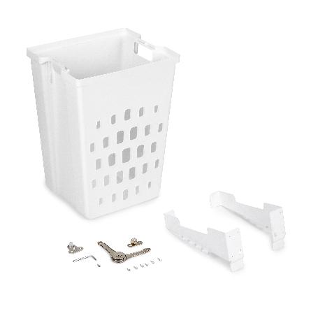  CESTO DE LAVANDERÍA CON SISTEMA DE PUERTA ABATIBLE LAUNDRY, MÓDULO 450MM, PLÁSTICO Y ACERO, BLANCO