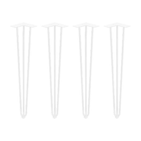  LOTE DE 4 PATAS HAIRPIN DE 3 VARILLAS PARA MESA, ALTURA 710MM, ACERO, PINTADO BLANCO