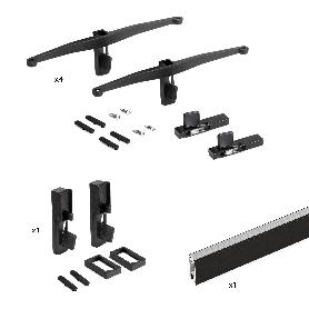  KIT DE SOPORTES PARA 4 ESTANTES DE MADERA Y 1 BARRA DE COLGAR DE LONGITUD 1M ZERO, ALUMINIO Y ZAMAK Y PLÁSTICO, PI