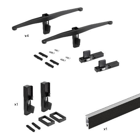  KIT DE SOPORTES PARA 4 ESTANTES DE MADERA Y 1 BARRA DE COLGAR DE LONGITUD 1M ZERO, ALUMINIO Y ZAMAK Y PLÁSTICO, PI