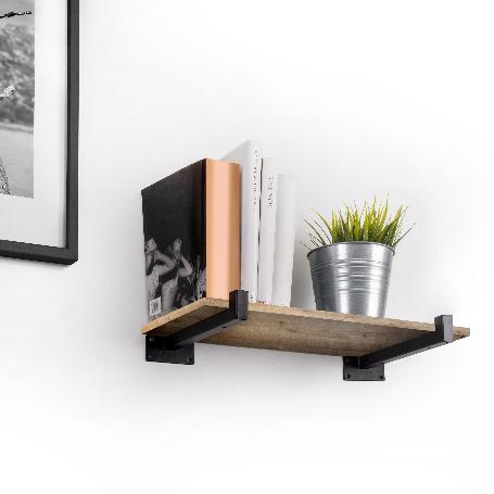 EMUCA JUEGO DE SOPORTES PARA ESTANTE DE MADERA SHELF RECTO DE TUBO CUADRADO, ACERO, PINTADO NEGRO