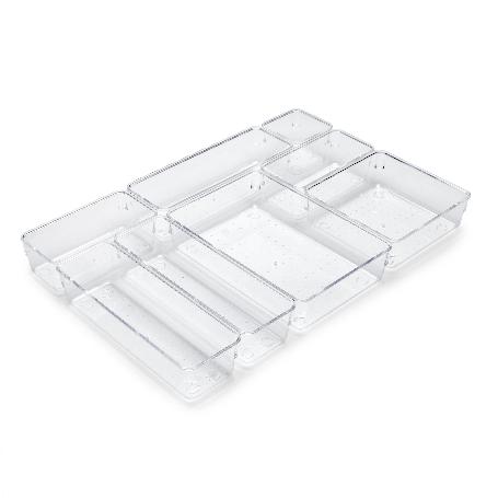 EMUCA KIT DE 8 CUBOS ORGANIZADORES CUBE PARA CAJÓN, PLÁSTICO, TRANSPARENTE