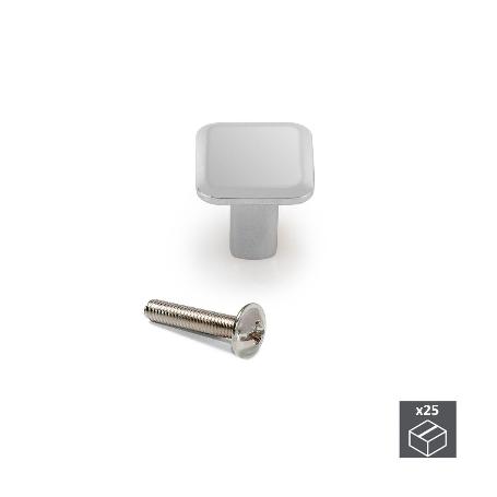 EMUCA LOTE DE 25 POMOS PARA MUEBLE SPRINGFIELD, 20X20MM, ZAMAK, CROMADO