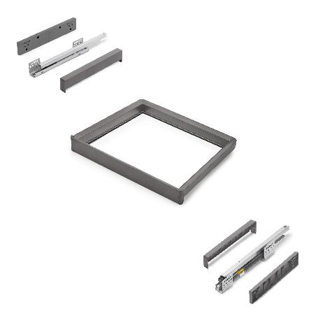 EMUCA BASTIDOR CON GUÍAS DE CIERRE SUAVE Y EXTRACCIÓN TOTAL PARA ACCESORIOS DE ARMARIO QUARTZ, 562-588MM, ALUMINIO 