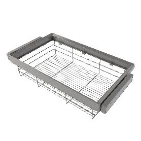 EMUCA KIT DE CAJÓN DE ALAMBRE Y BASTIDOR REGULABLE QUARTZ PARA ARMARIOS, GUÍAS DE CIERRE SUAVE Y EXTRACCIÓN TOTAL, 