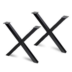EMUCA JUEGO DE PATAS CROSS PARA MESA, ANCHO 695MM, ACERO, PINTADO NEGRO