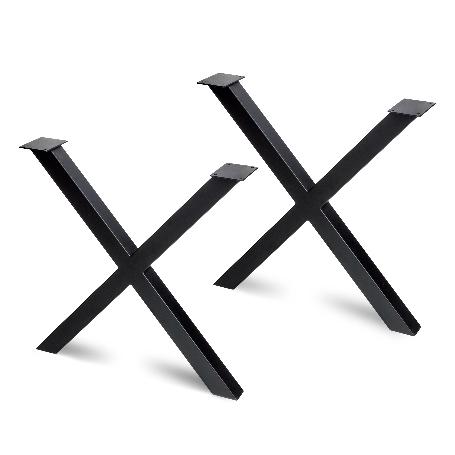 EMUCA JUEGO DE PATAS CROSS PARA MESA, ANCHO 695MM, ACERO, PINTADO NEGRO