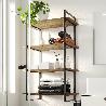 EMUCA KIT DE ESTANTERÍA LADER CON ESTRUCTURA Y ESTANTES, ALTURA 1150MM, ACERO, PINTADO NEGRO Y MADERA
