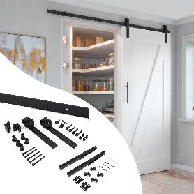 EMUCA KIT DE HERRAJES PARA UNA PUERTA CORREDERA COLGADA DE MADERA BARN, CON CIERRE SUAVE, TABLEROS NO INCLUIDOS, AC