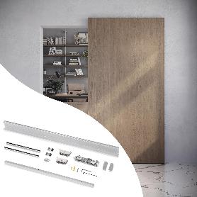 EMUCA KIT DE HERRAJES PARA UNA PUERTA CORREDERA COLGADA DE MADERA WALL CON CIERRE SUAVE, ACERO Y ALUMINIO Y PLÁSTIC