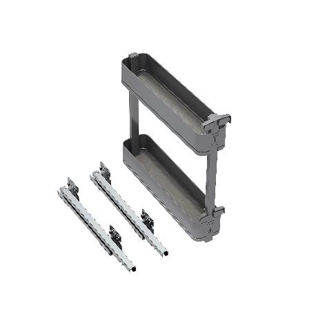 EMUCA BOTELLERO LATERAL EXTRAÍBLE HARMONY CON CIERRE SUAVE, MÓDULO ANCHO 150MM ALTO 700MM, ACERO Y MADERA, GRIS ANT