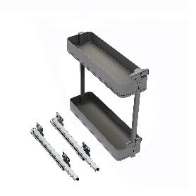 EMUCA BOTELLERO LATERAL EXTRAÍBLE HARMONY CON CIERRE SUAVE, MÓDULO ANCHO 200MM ALTO 700MM, ACERO Y MADERA, GRIS ANT