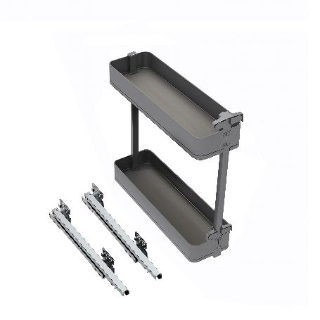 EMUCA BOTELLERO LATERAL EXTRAÍBLE HARMONY CON CIERRE SUAVE, MÓDULO ANCHO 200MM ALTO 700MM, ACERO Y MADERA, GRIS ANT