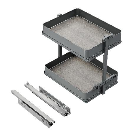 EMUCA CARRO EXTRAÍBLE HARMONY CON CIERRE SUAVE, MÓDULO ANCHO 400MM ALTO 700MM, ACERO Y MADERA, GRIS ANTRACITA