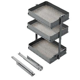 EMUCA CARRO EXTRAÍBLE HARMONY CON CIERRE SUAVE, MÓDULO ANCHO 400MM ALTO 800MM, ACERO Y MADERA, GRIS ANTRACITA