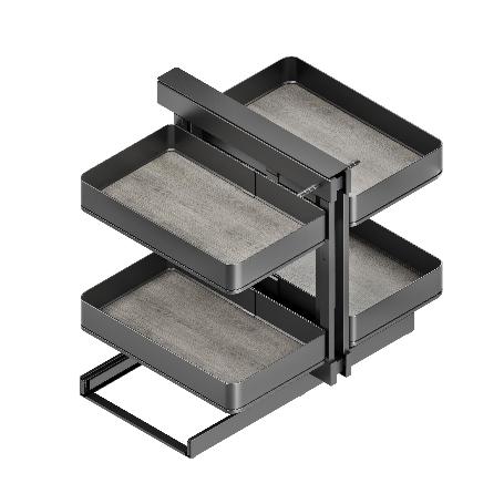 EMUCA SISTEMA DE RINCONERO ARTICULADO EXTRAÍBLE HARMONY PARA MUEBLE DE COCINA, DERECHA/IZQUIERDA, ACERO Y MADERA, G